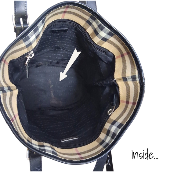 Vintage Burberry London Nova Check Bucket Bag Classic Plaid - Picture 8 of 12